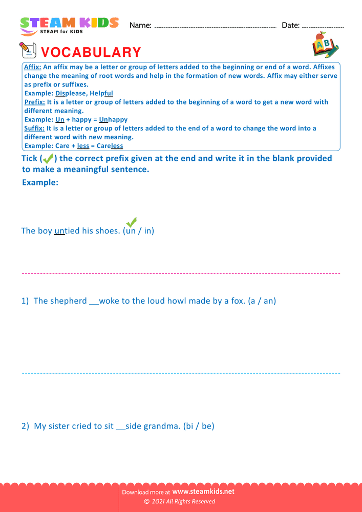 Free English Worksheet - Prefix and Suffix - Worksheet 5