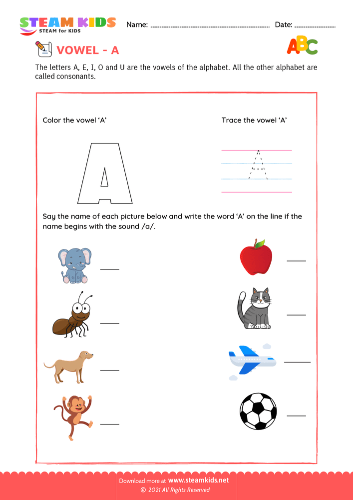 Free English Worksheet - Trace and write - Worksheet 1