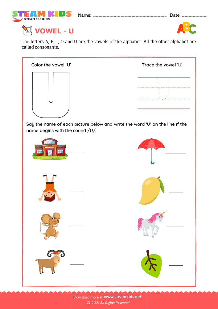Free English Worksheet - Trace and write - Worksheet 5