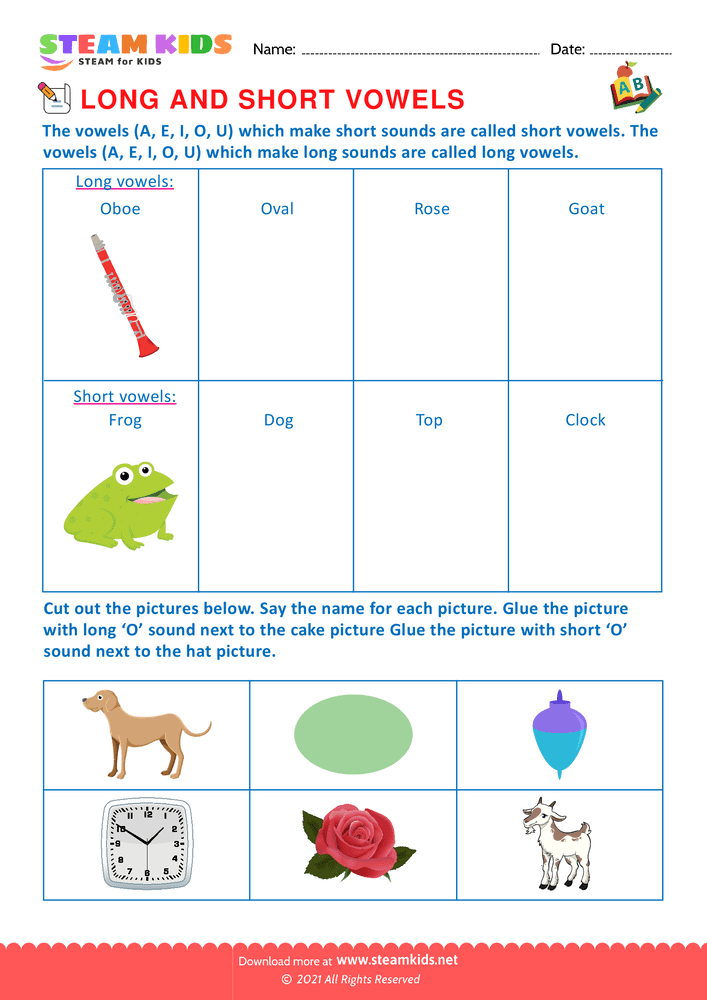 Free English Worksheet - Long and short vowels - Worksheet 4