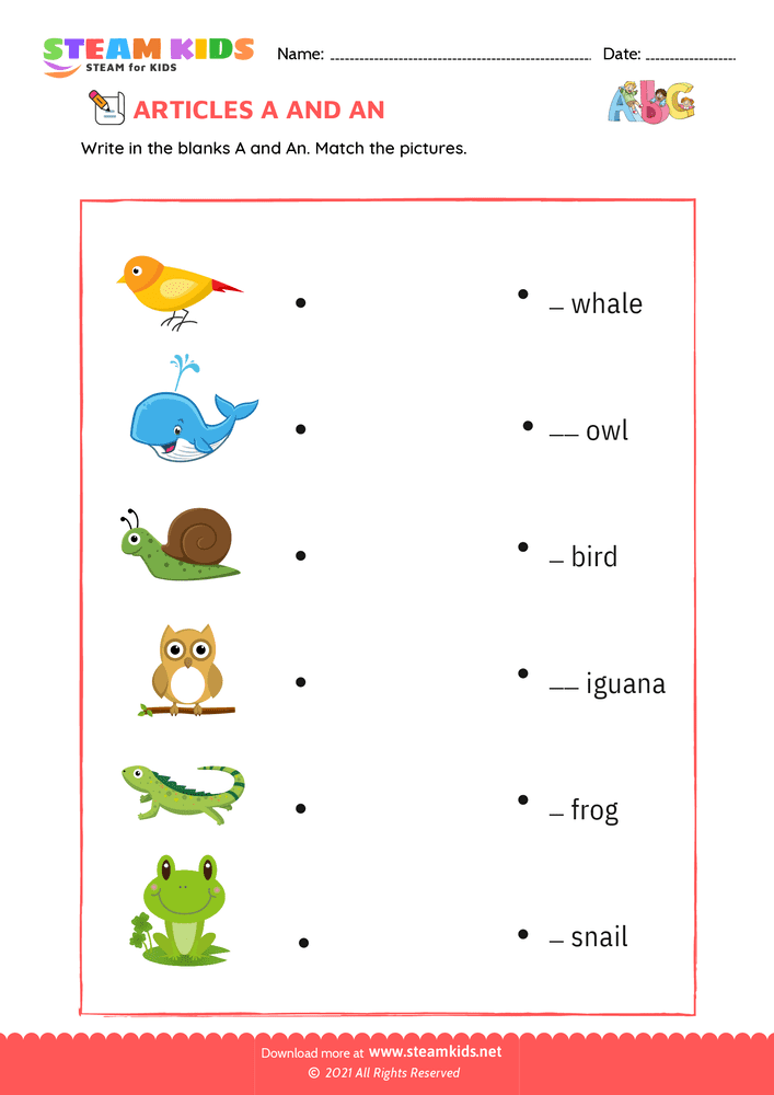 Free English Worksheet - Articles - Worksheet 2