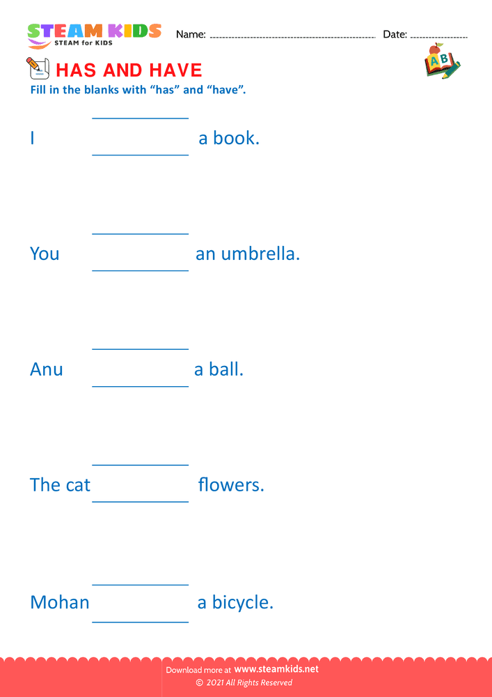 Free English Worksheet - Has and have - Worksheet 4