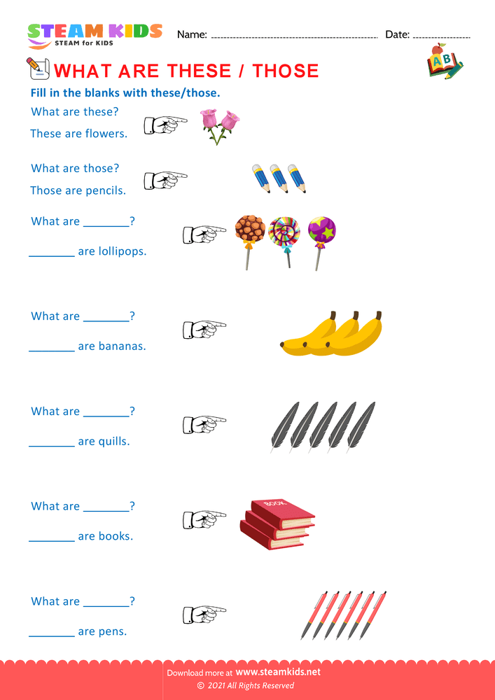 Free English Worksheet - These and Those - Worksheet 2