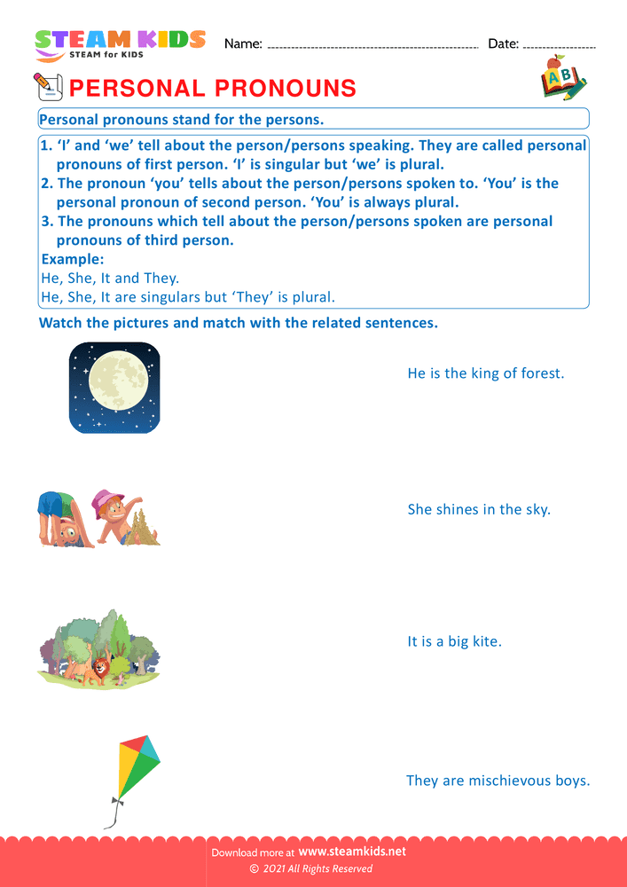 Free English Worksheet - Personal pronouns - Worksheet 8