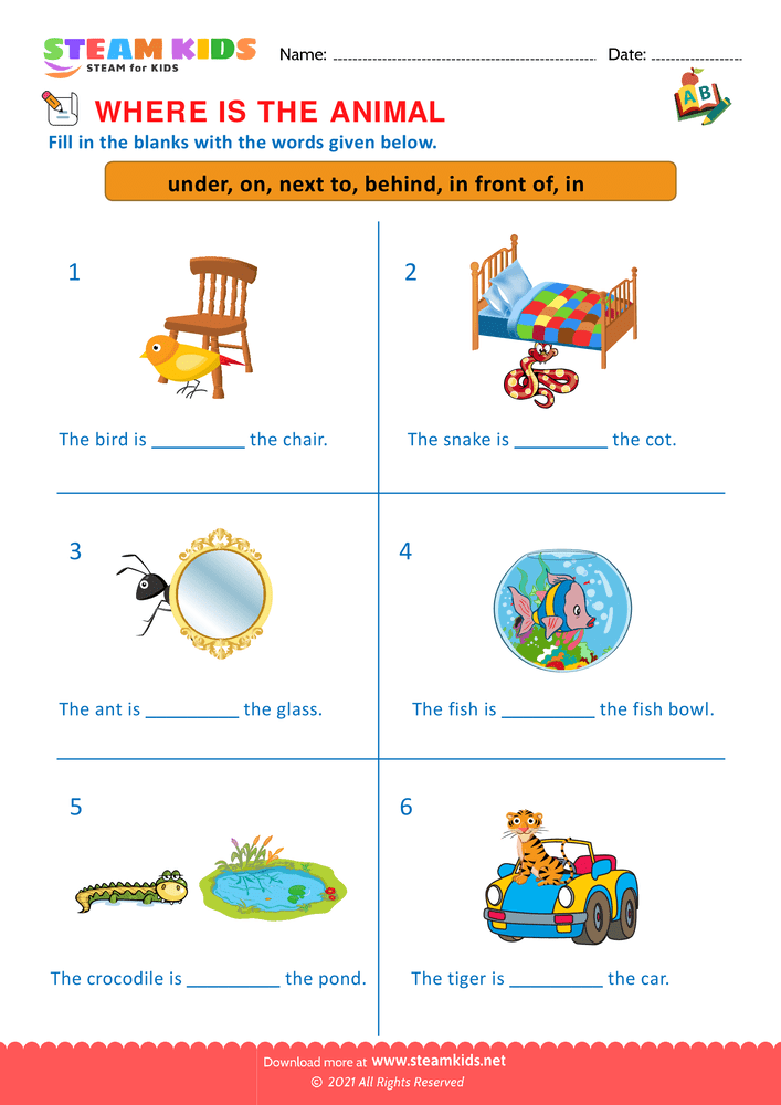 Free English Worksheet - Prepositions - Worksheet 1