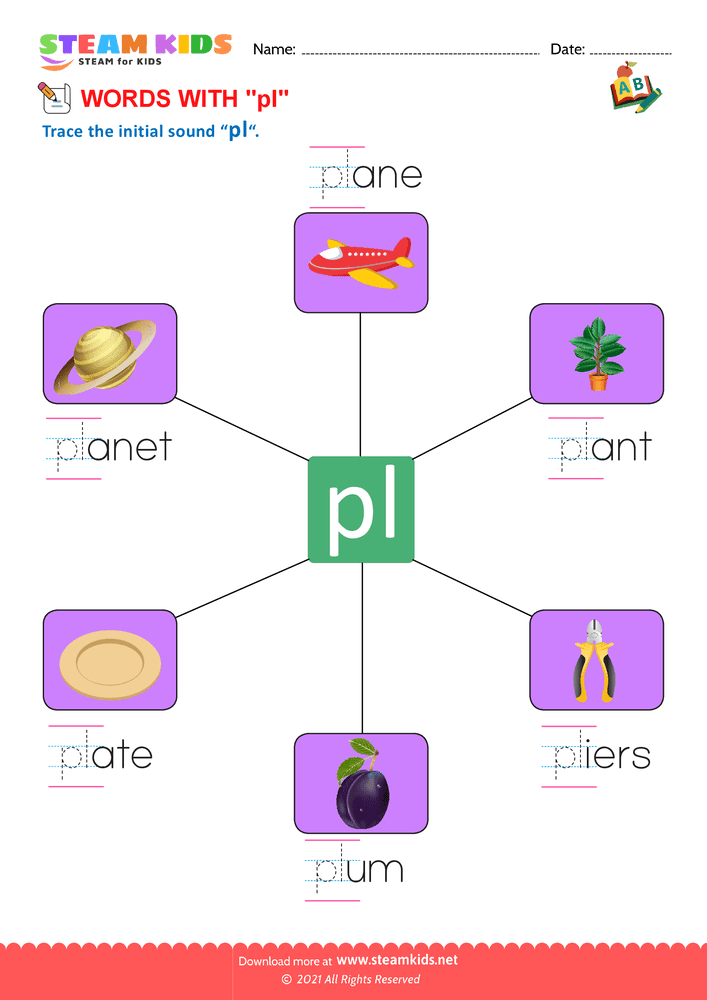 Free English Worksheet - Blends and Digraphs - Worksheet 13