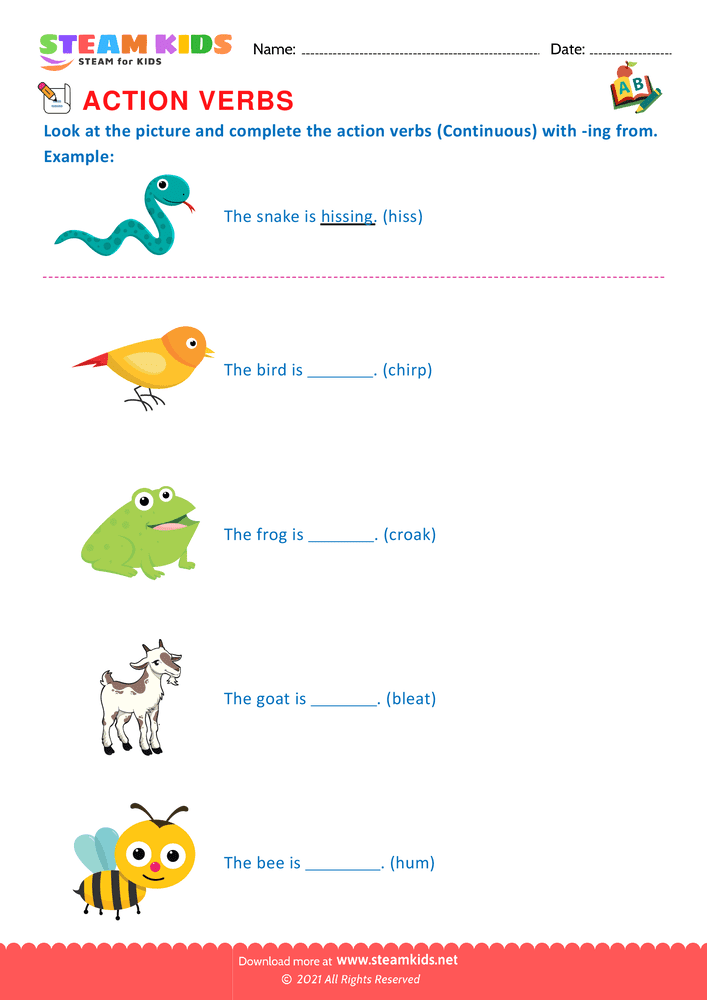 Free English Worksheet - Action verbs - Worksheet 4