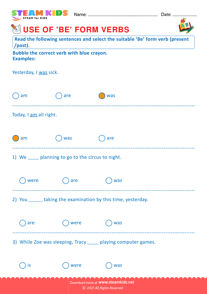 Free English Worksheet - Use of verbs - Worksheet 10
