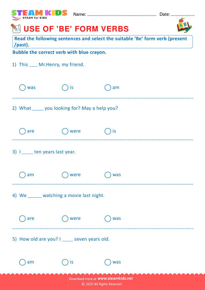 Free English Worksheet - Use of verbs - Worksheet 11