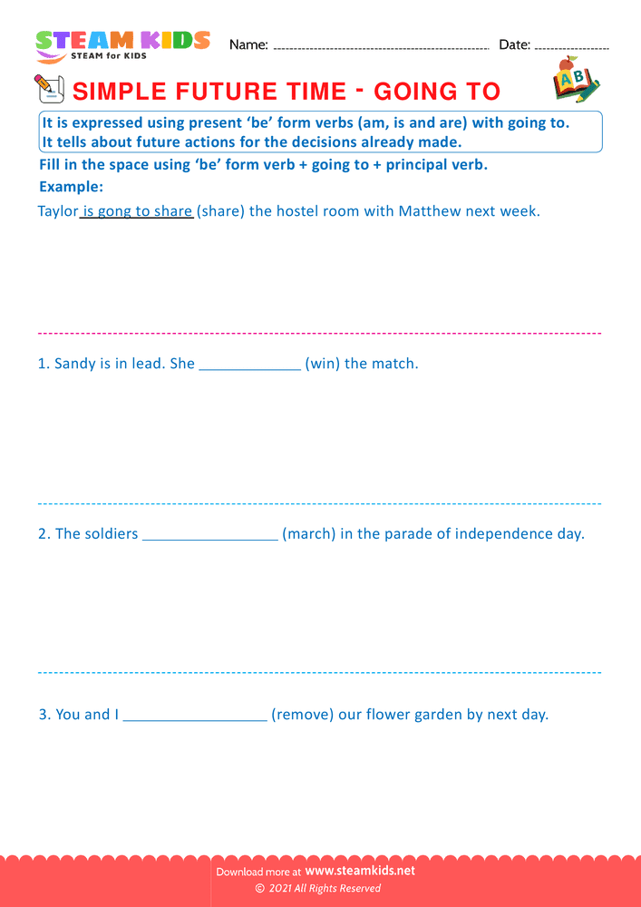 Free English Worksheet - Future Time - Worksheet 4