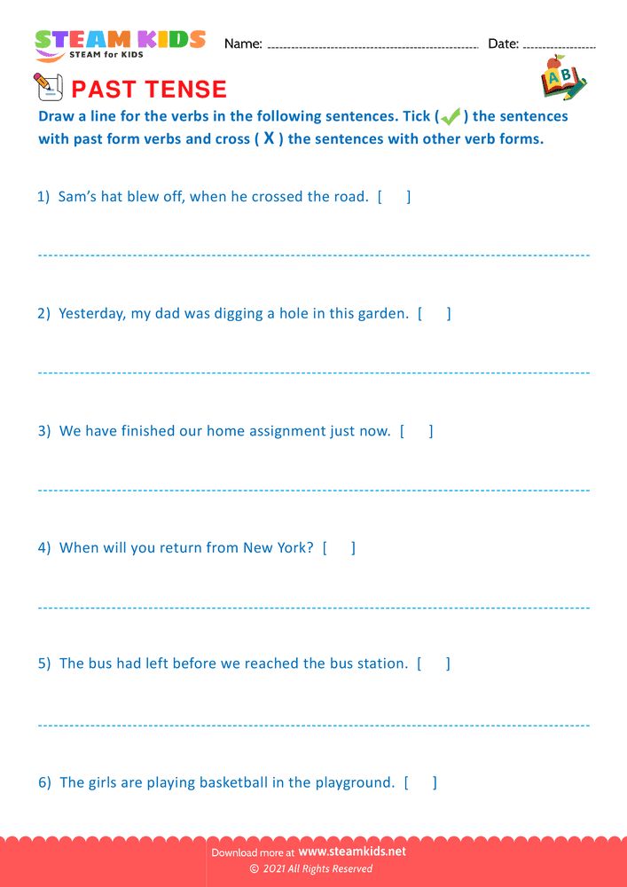 Free English Worksheet - Past tense - Worksheet 2
