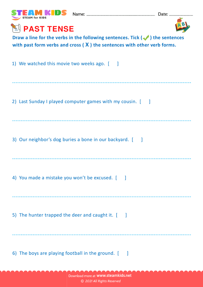 Free English Worksheet - Past tense - Worksheet 4