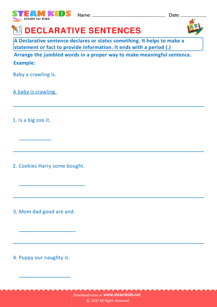Free English Worksheet - Declarative sentence - Worksheet 4