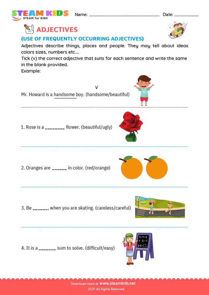 Free English Worksheet - Common adjectives - Worksheet 2