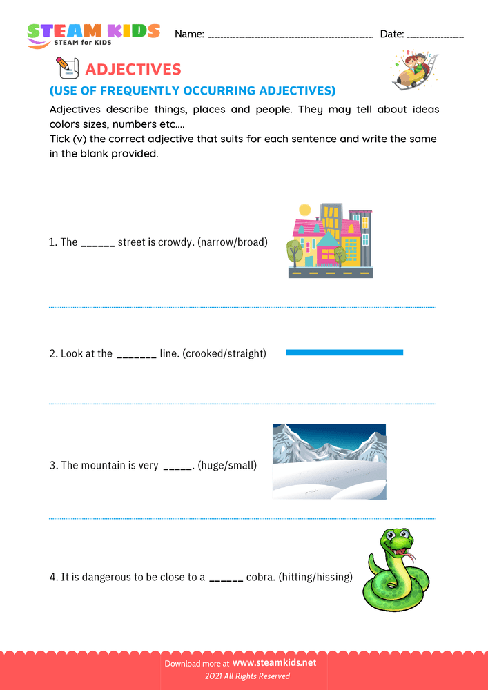 Free English Worksheet - Common adjectives - Worksheet 4