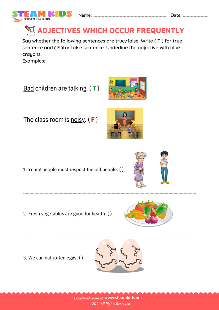 Free English Worksheet - Common adjectives - Worksheet 5
