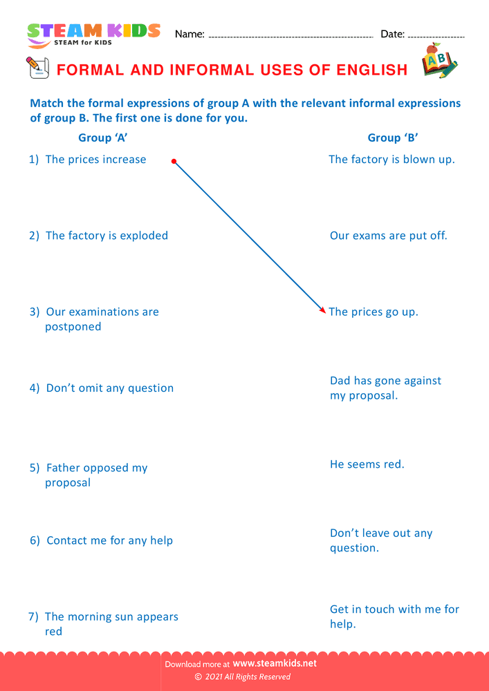 Free English Worksheet - Formal & Informal  - Worksheet 5