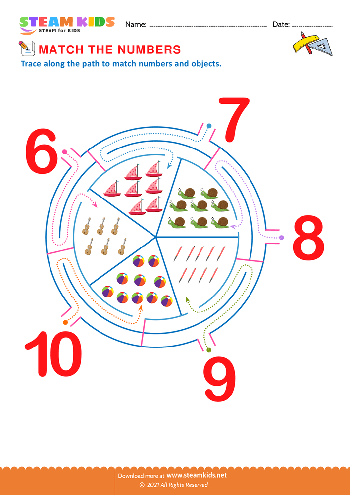 Free Math Worksheet - Count and Match - Worksheet 8