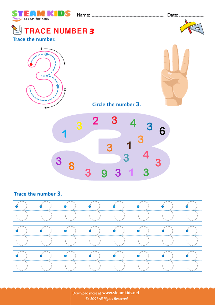 Free Math Worksheet - Trace number - Worksheet 5