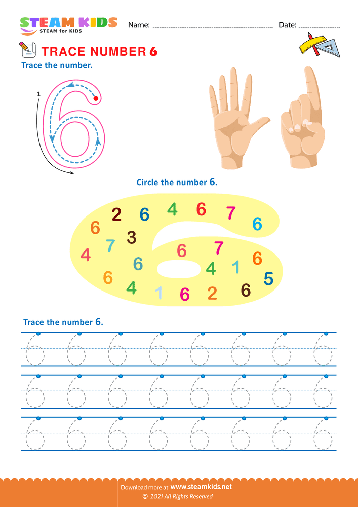Free Math Worksheet - Trace number - Worksheet 8