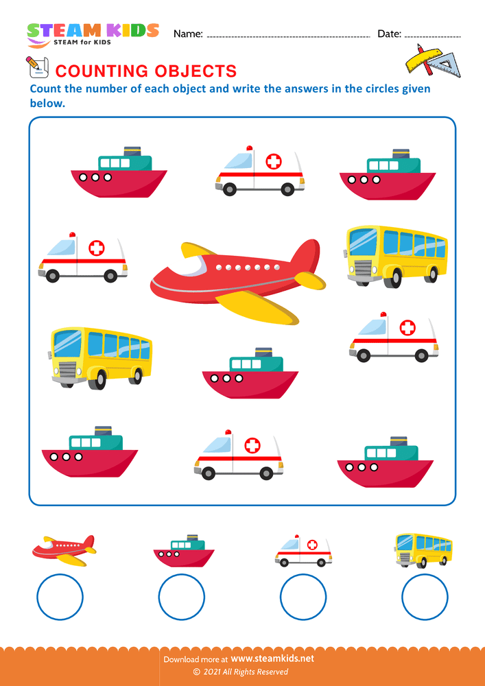 Free Math Worksheet - Counting objects