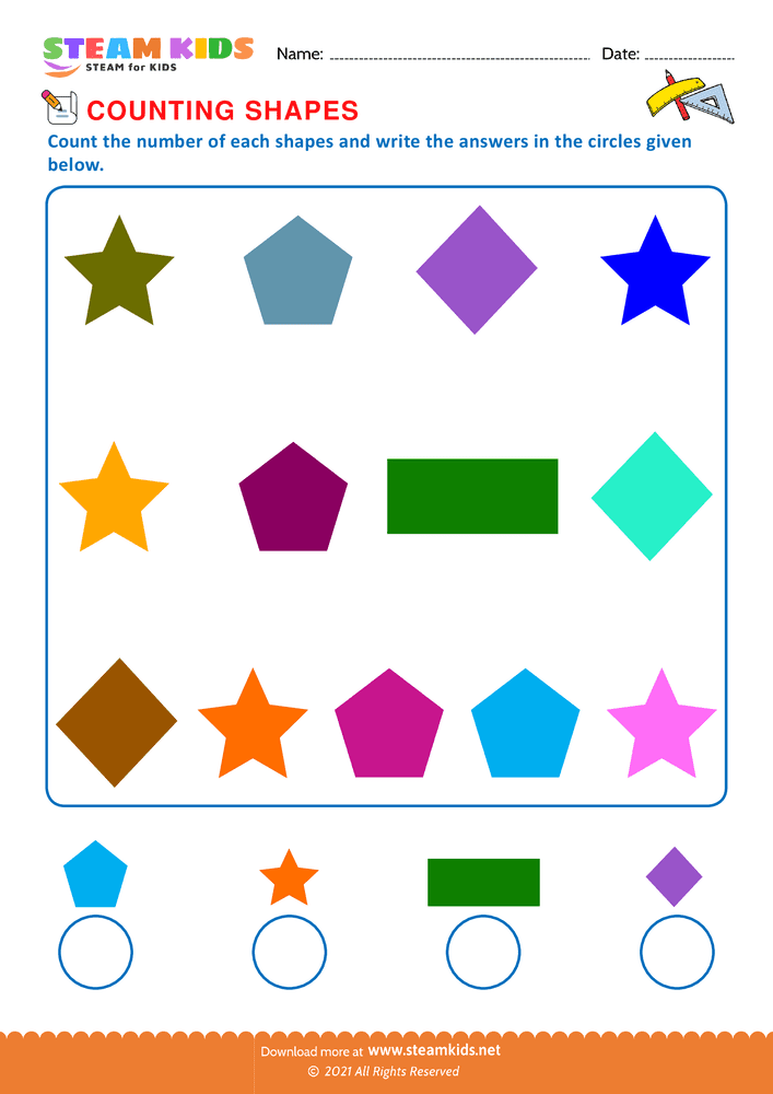 Free Math Worksheet - Counting shapes
