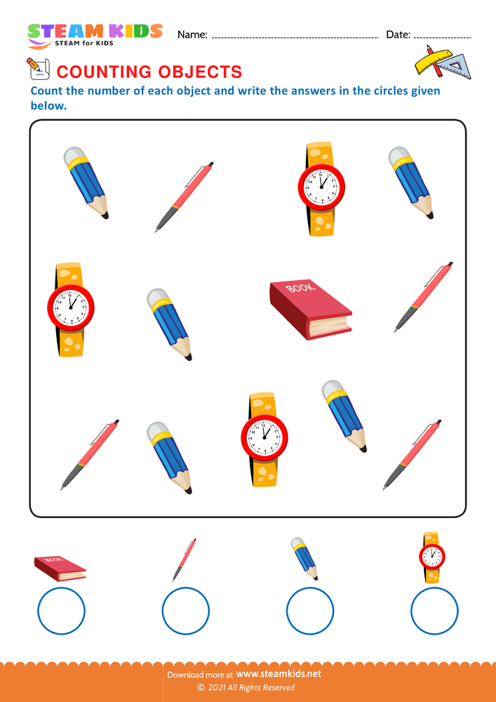 Free Math Worksheet - Counting objects