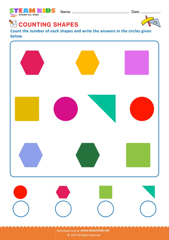Free Math Worksheet - Counting shapes