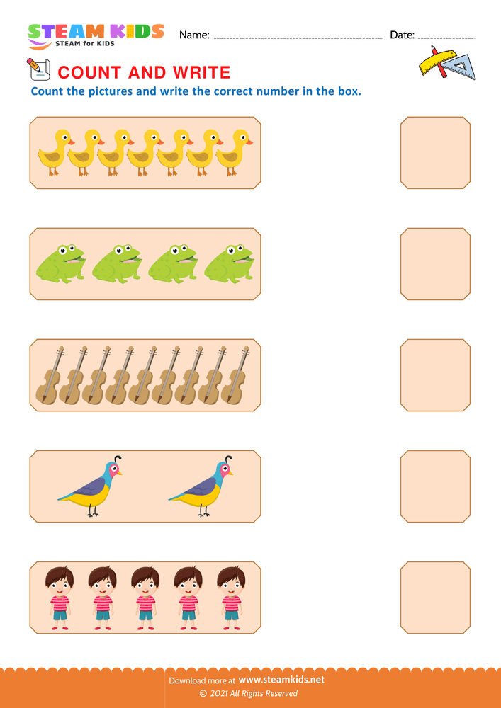 Free Math Worksheet - Count and write - Worksheet 9