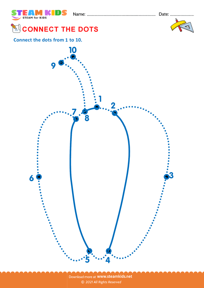 Free Math Worksheet - Connect the Dots - Worksheet 6