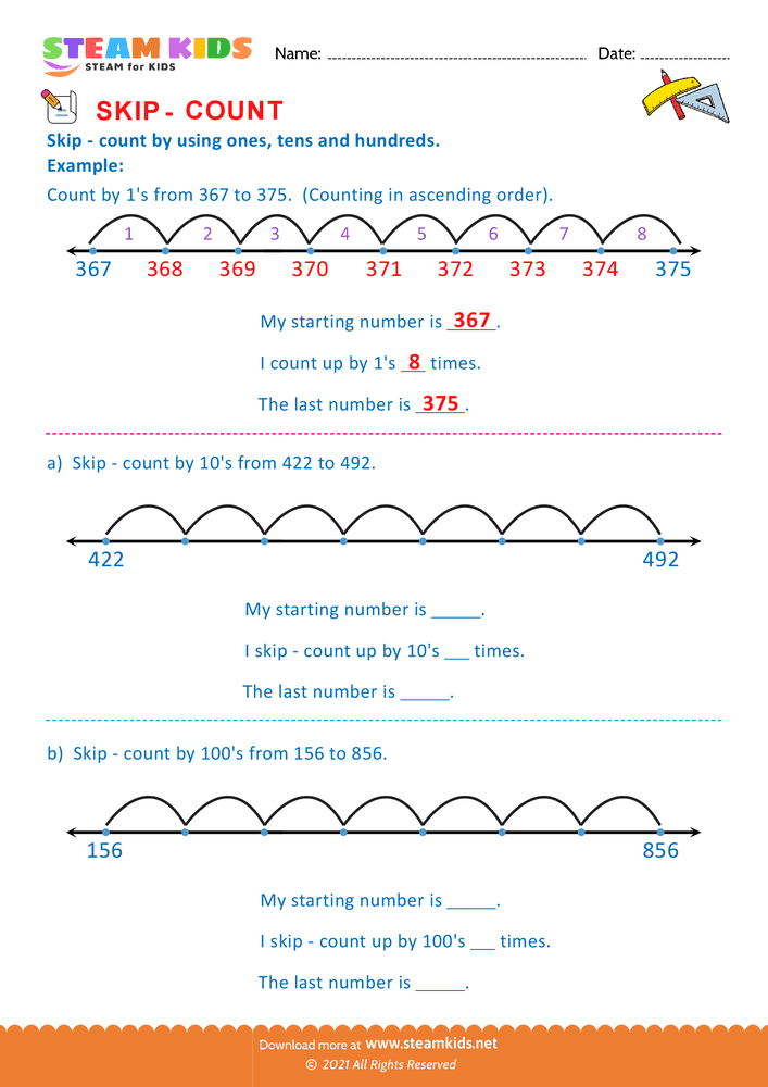 Free Math Worksheet Skip Counting Worksheet 1 STEAM KIDS