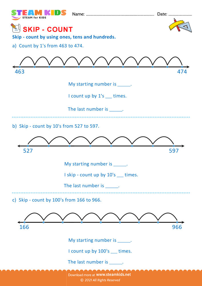 Free Math Worksheet - Skip Counting - Worksheet 3