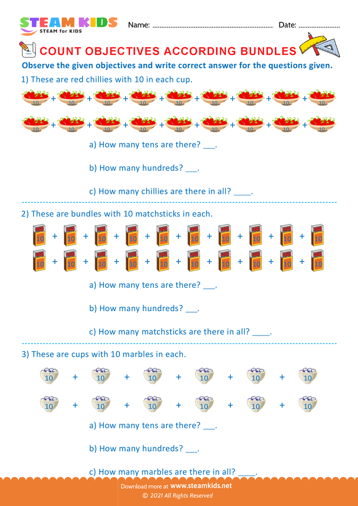 Free Math Worksheet - Counting Objects - Worksheet 2