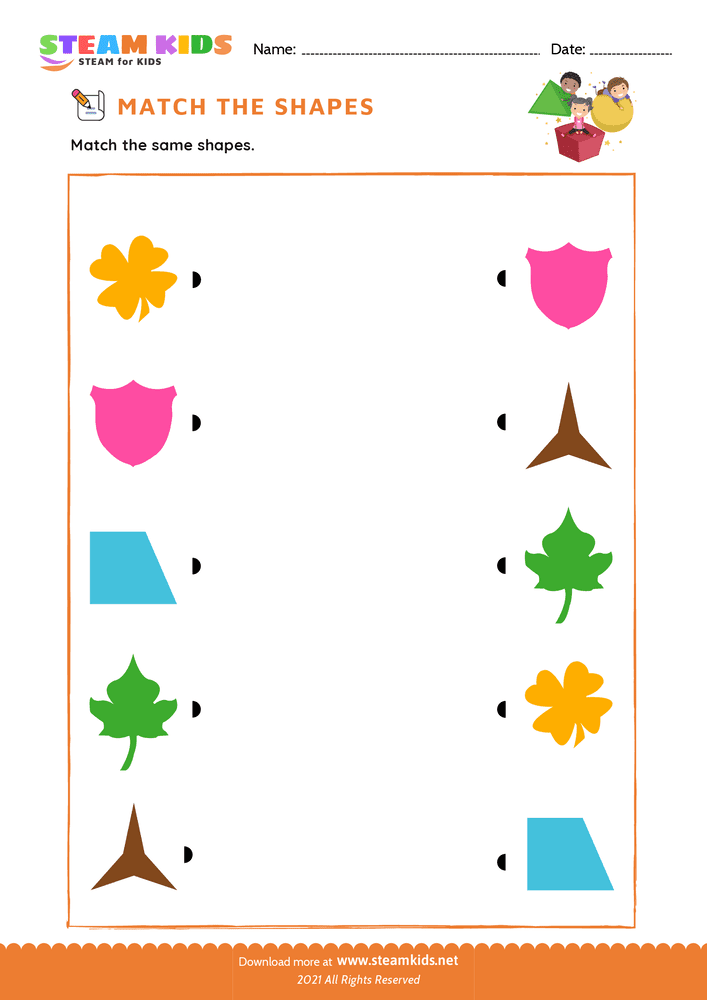 Free Math Worksheet - Match the Shapes - Worksheet 5