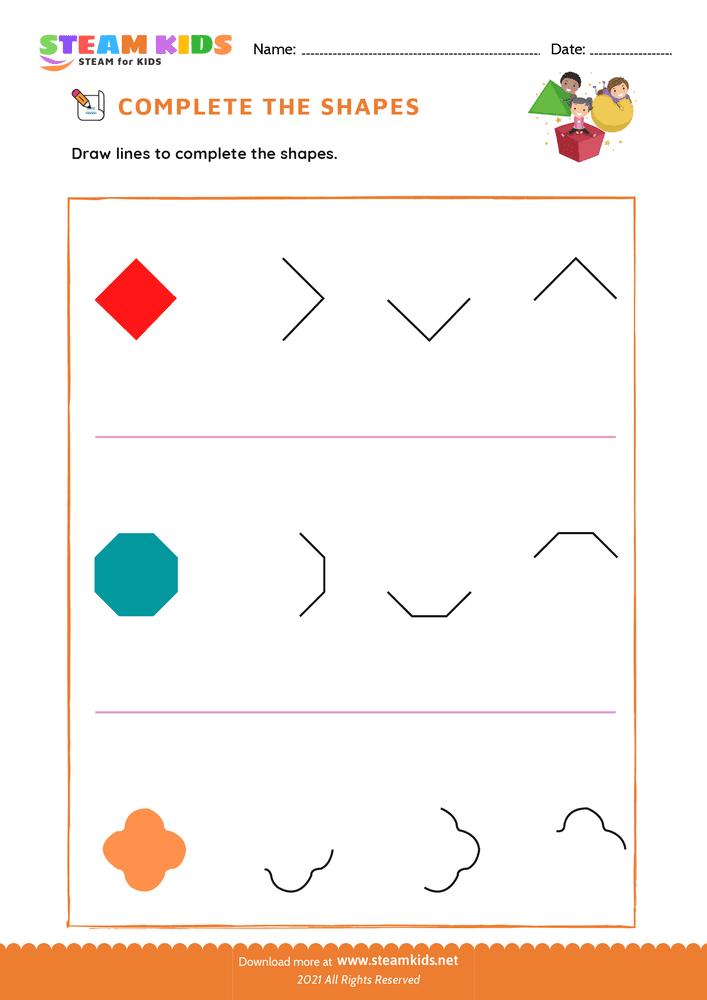 Free Math Worksheet - Complete the Pattern - Worksheet 2