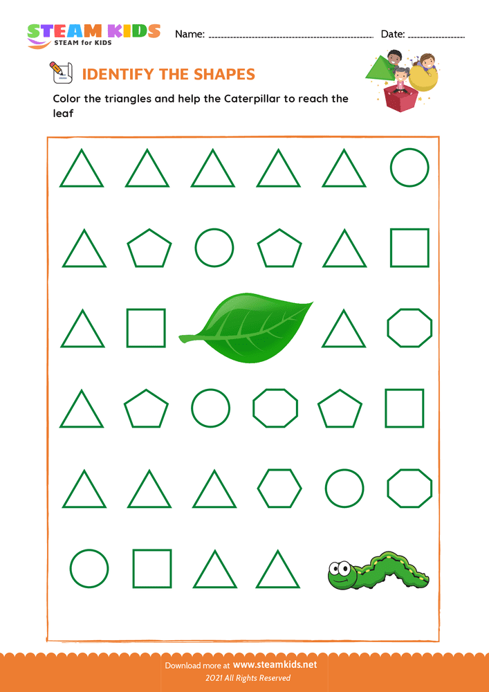 Free Math Worksheet - Identify Shapes - Worksheet 3