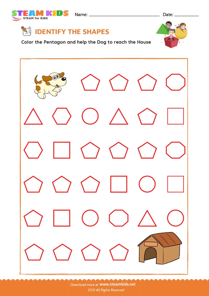 Free Math Worksheet - Identify Shapes - Worksheet 4