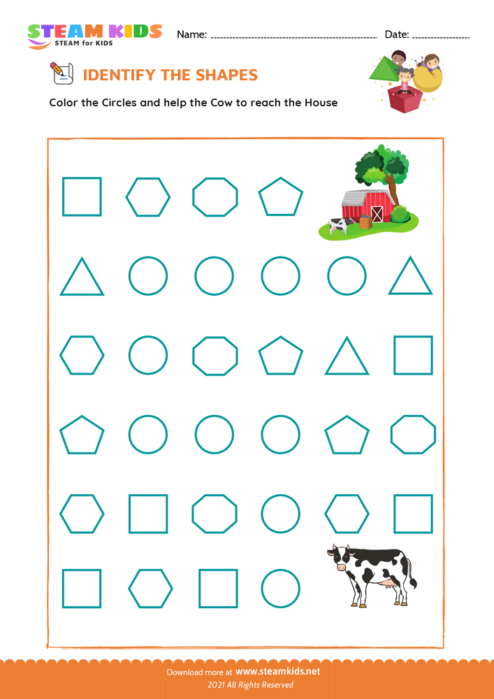 Free Math Worksheet - Identify Shapes - Worksheet 1
