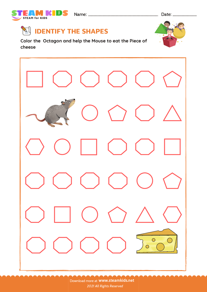 Free Math Worksheet - Identify Shapes - Worksheet 2
