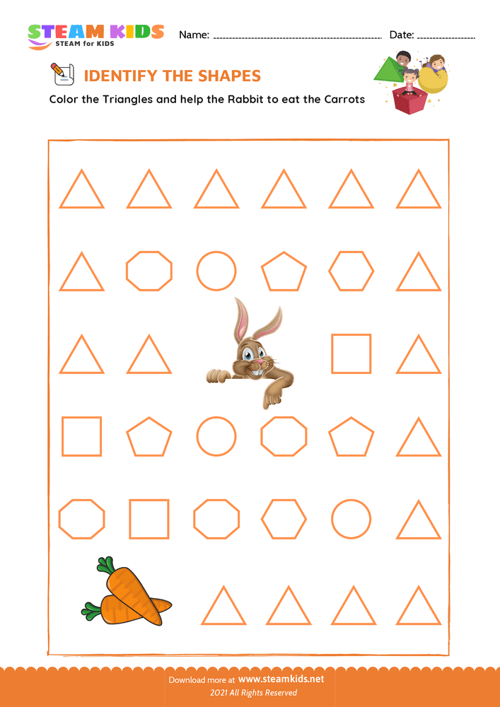 Free Math Worksheet - Identify Shapes - Worksheet 3