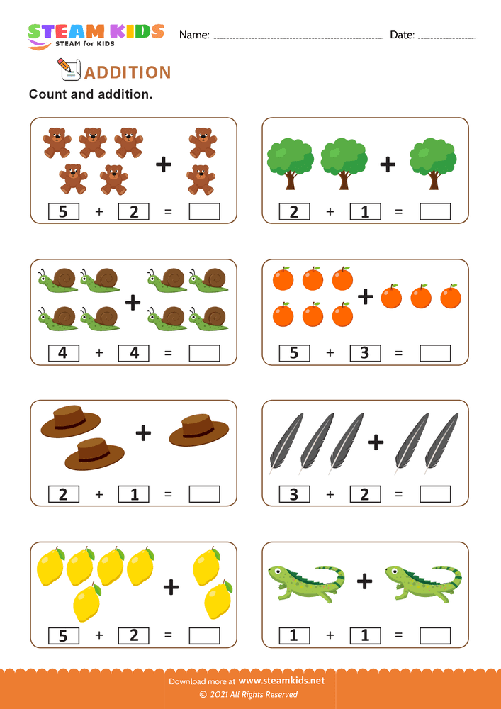 Free Math Worksheet - Add numbers - Worksheet 4