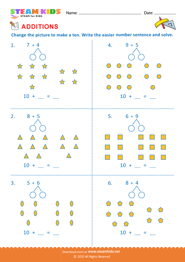 Free Math Worksheet - Make Ten - Worksheet 2