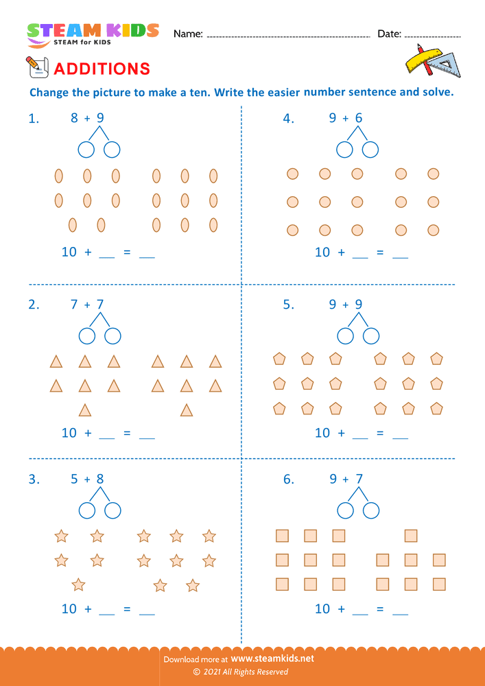 Free Math Worksheet - Make Ten - Worksheet 4