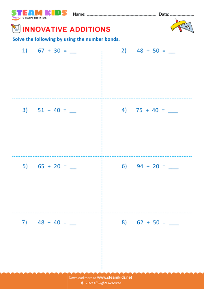 Free Math Worksheet - Innovative additions - Worksheet 2