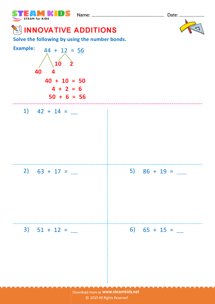 Free Math Worksheet - Innovative additions - Worksheet 4
