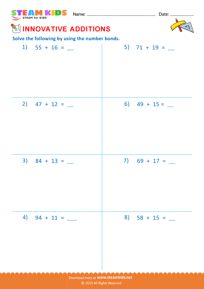 Free Math Worksheet - Innovative additions - Worksheet 6