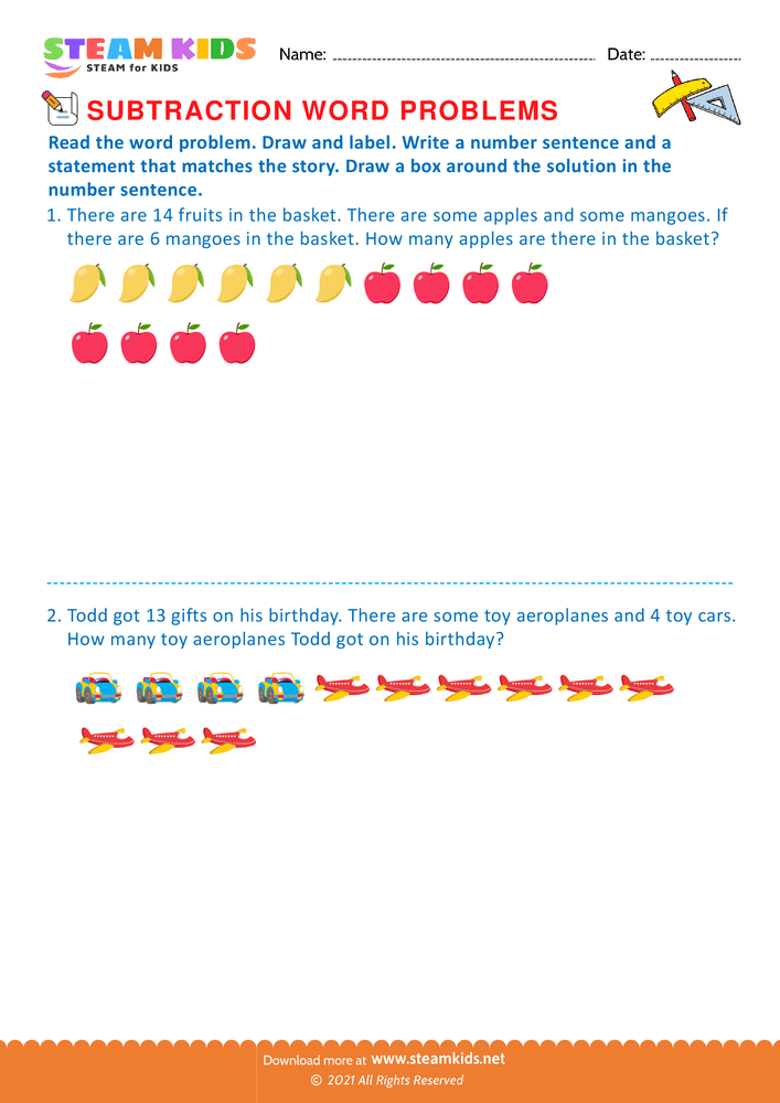 Free Math Worksheet - Word problems - Worksheet 17