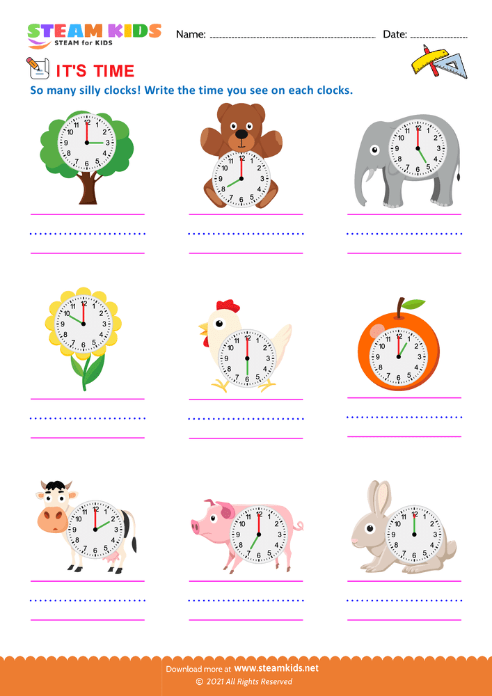 Free Math Worksheet - Time - Worksheet 1