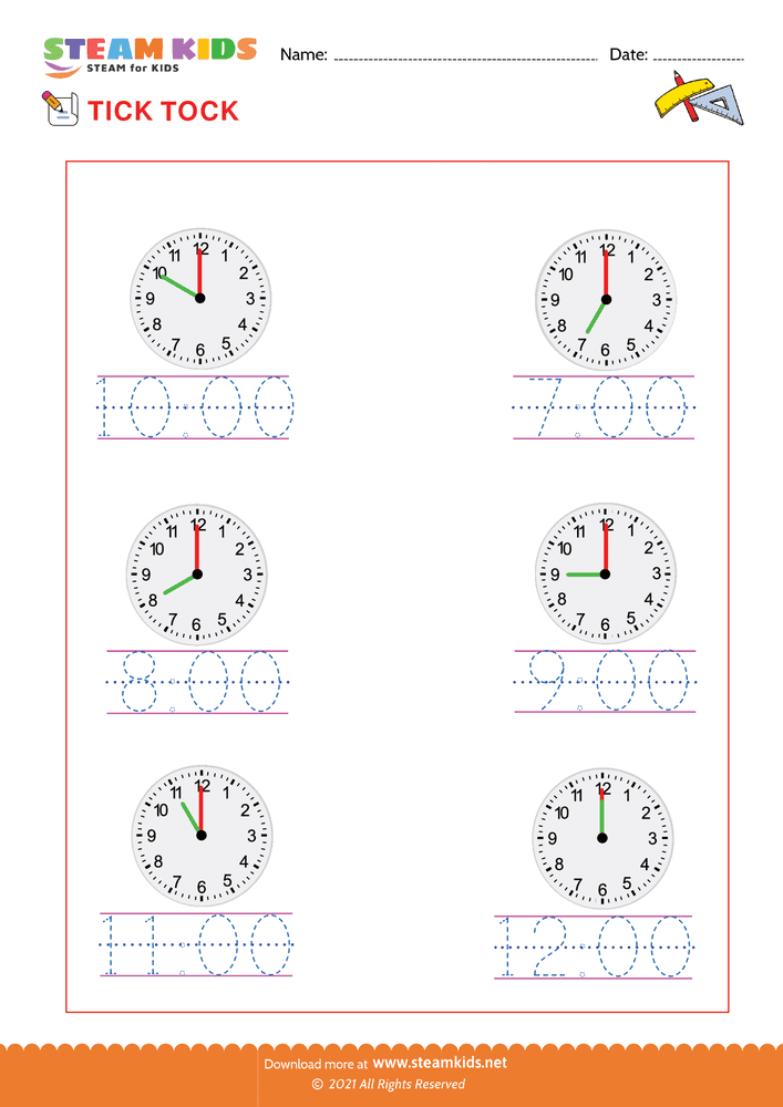 Free Math Worksheet - Time - Worksheet 4