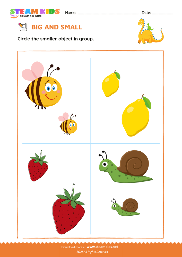 Free Math Worksheet - Big and Small - Worksheet 3